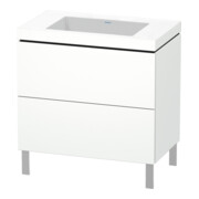 Duravit Meuble sous lavabo c-bonded L-Cube 80x48cm, sans trop-plein, blanc mat, 2 tiroirs, posé-1