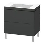 Duravit Meuble sous-lavabo c-bonded L-Cube 80x48cm, sans trop-plein, graph ma, 2 tiroirs, debout-1