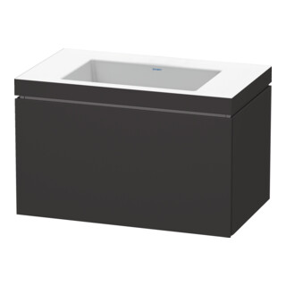 Duravit Meuble sous-lavabo c-bonded L-Cube 80x48cm, sans trop-plein, gris mat, 1 tiroir, suspendu