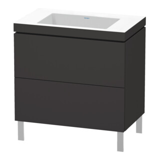 Duravit Meuble sous lavabo c-bonded L-Cube 80x48cm, sans trop-plein, gris mat, 2 tiroirs, debout