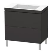 Duravit Meuble sous lavabo c-bonded L-Cube 80x48cm, sans trop-plein, gris mat, 2 tiroirs, debout