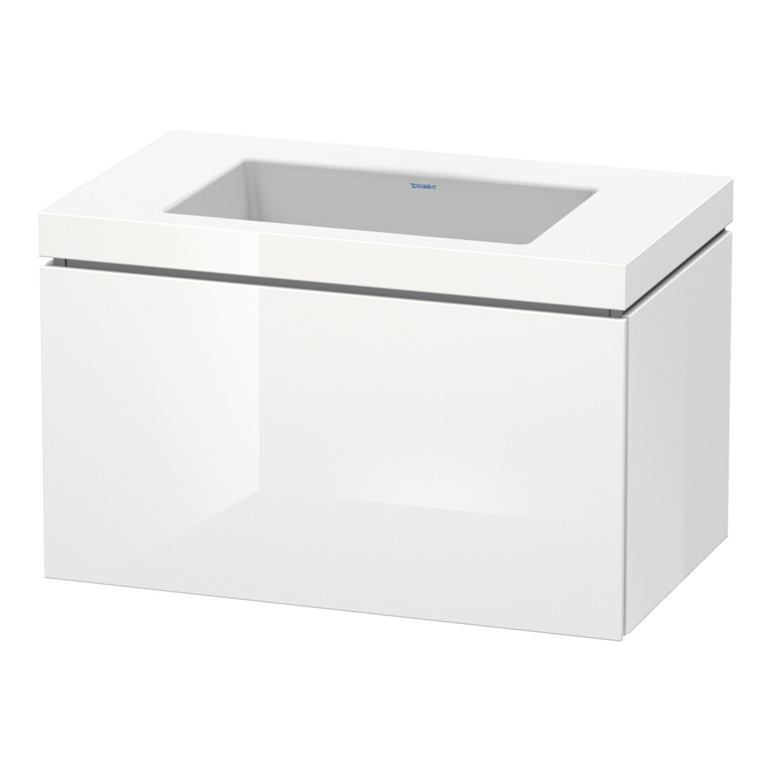Duravit Meuble sous-lavabo c-bonded L-Cube 80x48cm, sans trou, blanc brillant, 1 tiroir, suspendu