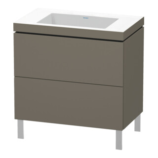 Duravit Meuble sous-lavabo c-bonded L-Cube 80x48cm, sans trou, blanc mat, 2 tiroirs, debout