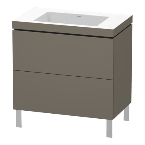 Duravit Meuble sous-lavabo c-bonded L-Cube 80x48cm, sans trou, blanc mat, 2 tiroirs, debout