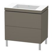 Duravit Meuble sous-lavabo c-bonded L-Cube 80x48cm, sans trou, blanc mat, 2 tiroirs, debout
