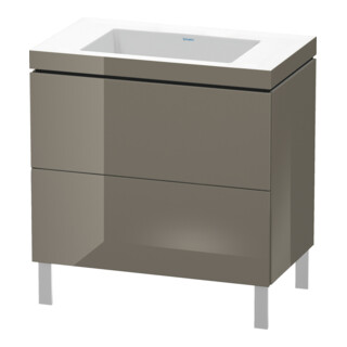 Duravit Meuble sous lavabo c-bonded L-Cube 80x48cm, sans trou, gris brillant, 2 tiroirs, debout
