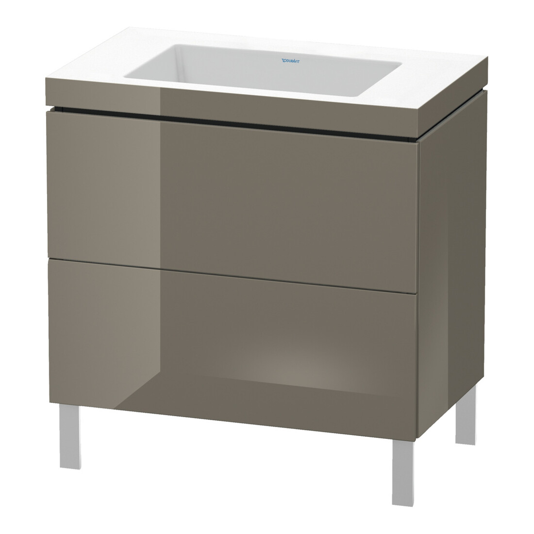 Duravit Meuble sous lavabo c-bonded L-Cube 80x48cm, sans trou, gris brillant, 2 tiroirs, debout