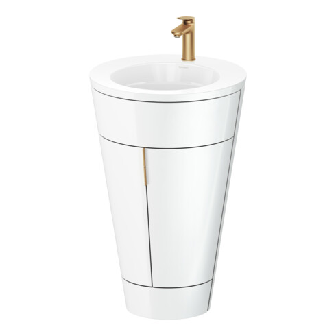 Duravit Meuble sous lavabo c-bonded Set Starck 1 56x86,4x60,5cm, st, G bron pat., blanc hgl