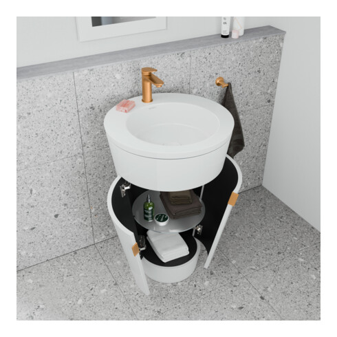 Duravit Meuble sous lavabo c-bonded Set Starck 1 56x86,4x60,5cm, st, G bron pat., blanc hgl