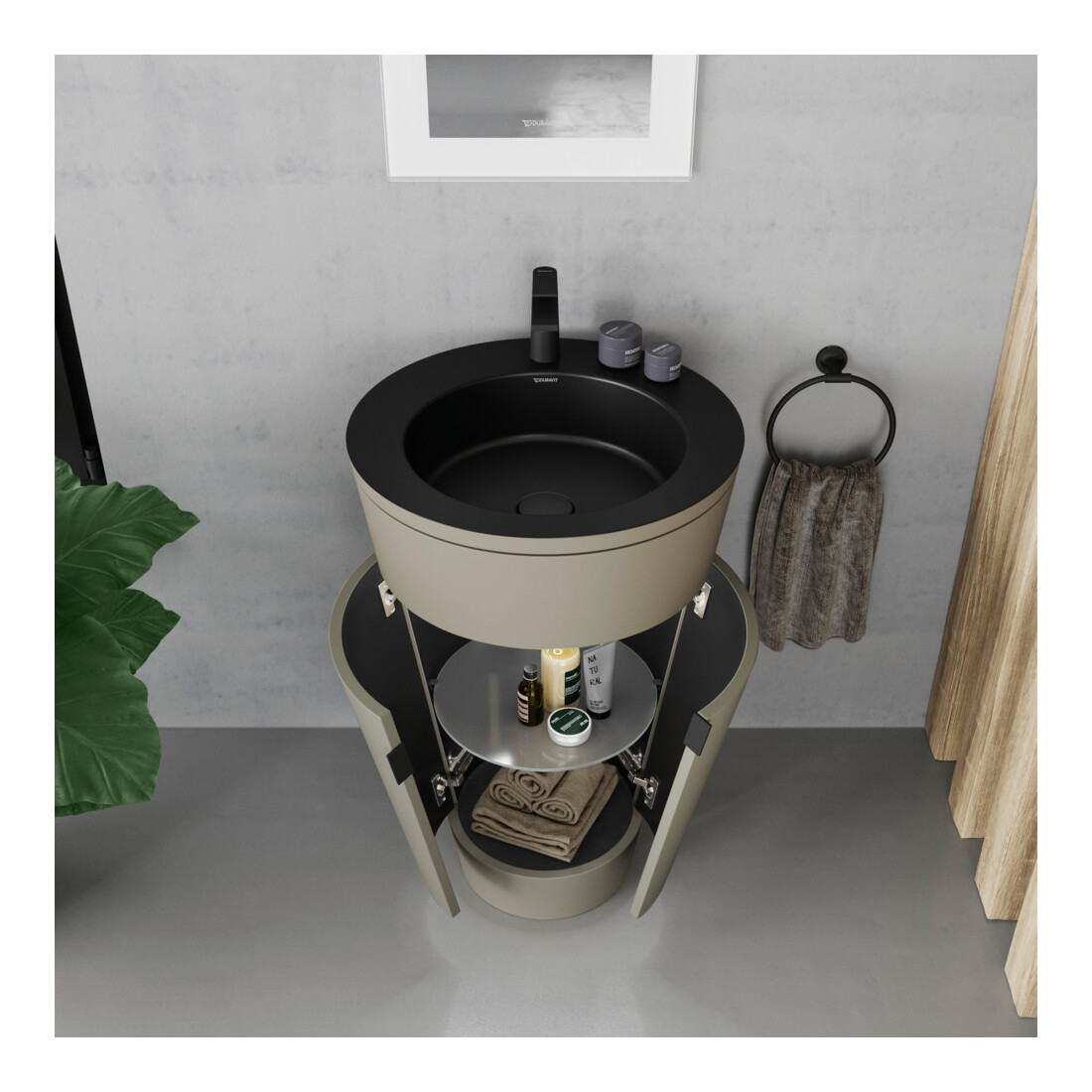 Duravit Meuble sous-lavabo c-bonded Set Starck 1 56x86,4x60,5cm, st, G noir, st-g s-mat
