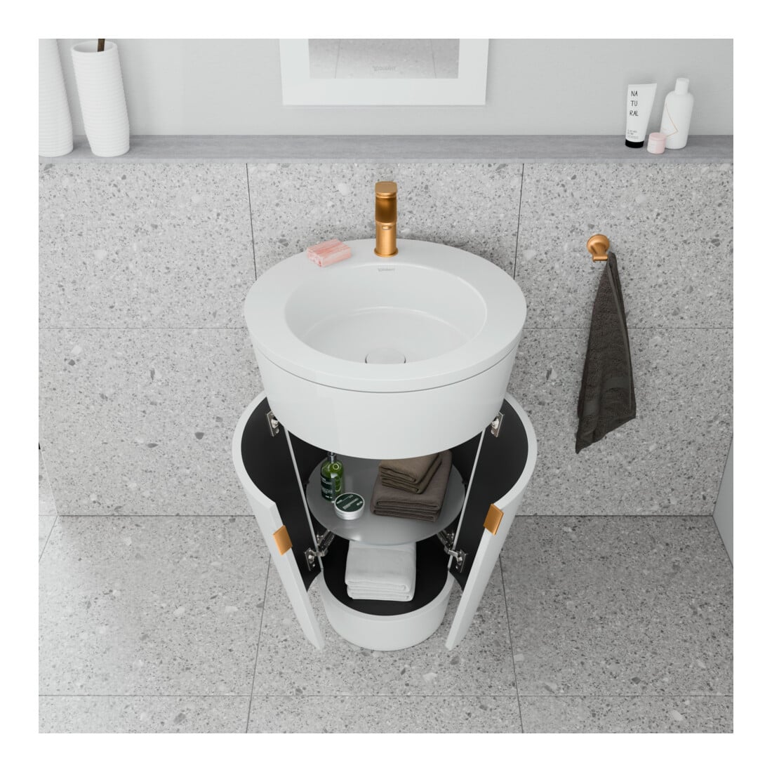 Duravit Meuble sous-lavabo c-bonded Set Starck 1 56x86,4x60,5cm, st, IB, G b ge, blanc hgl