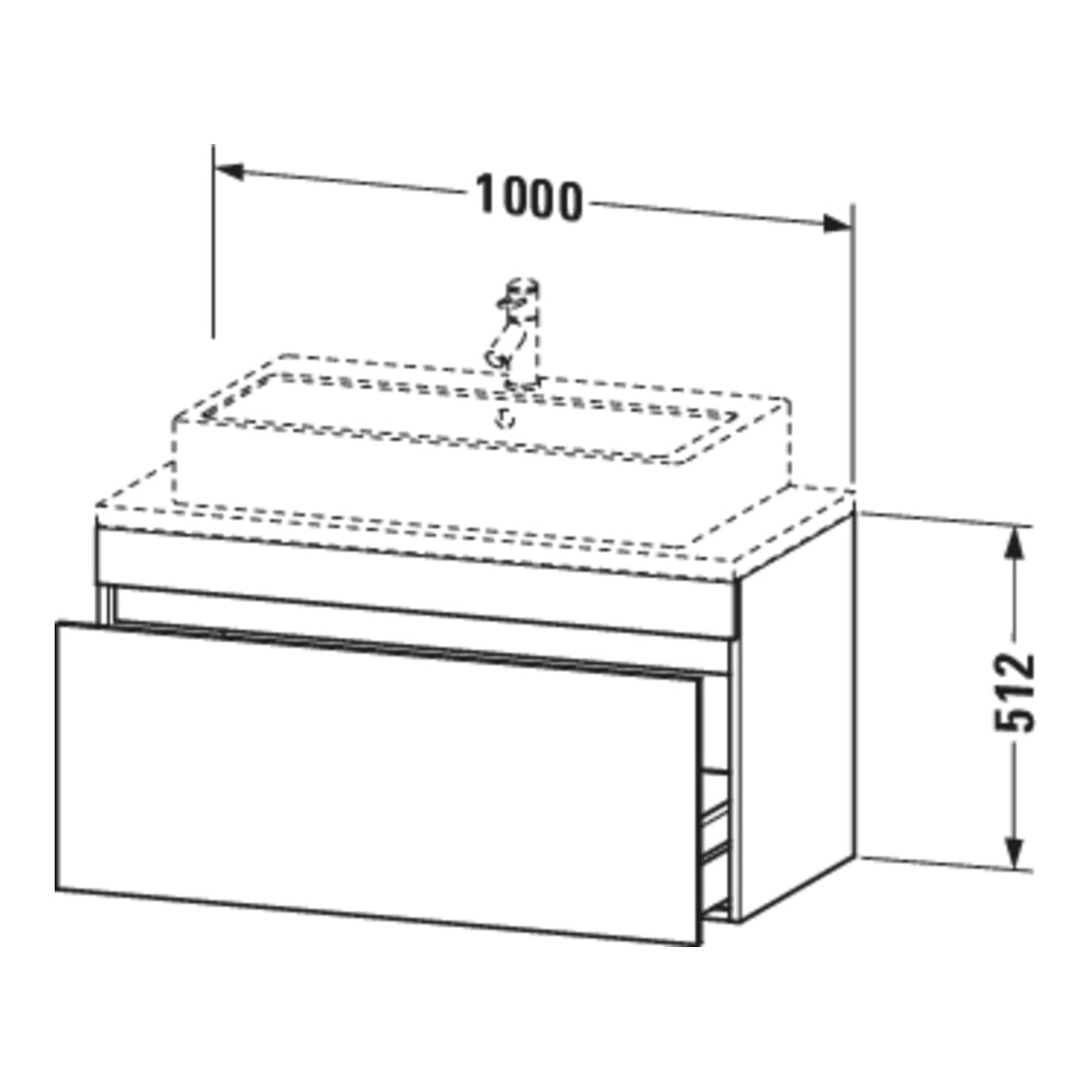 Duravit Meuble sous-lavabo Com DuraStyle 100x47,8 cm, blanc mat, 1 tiroir