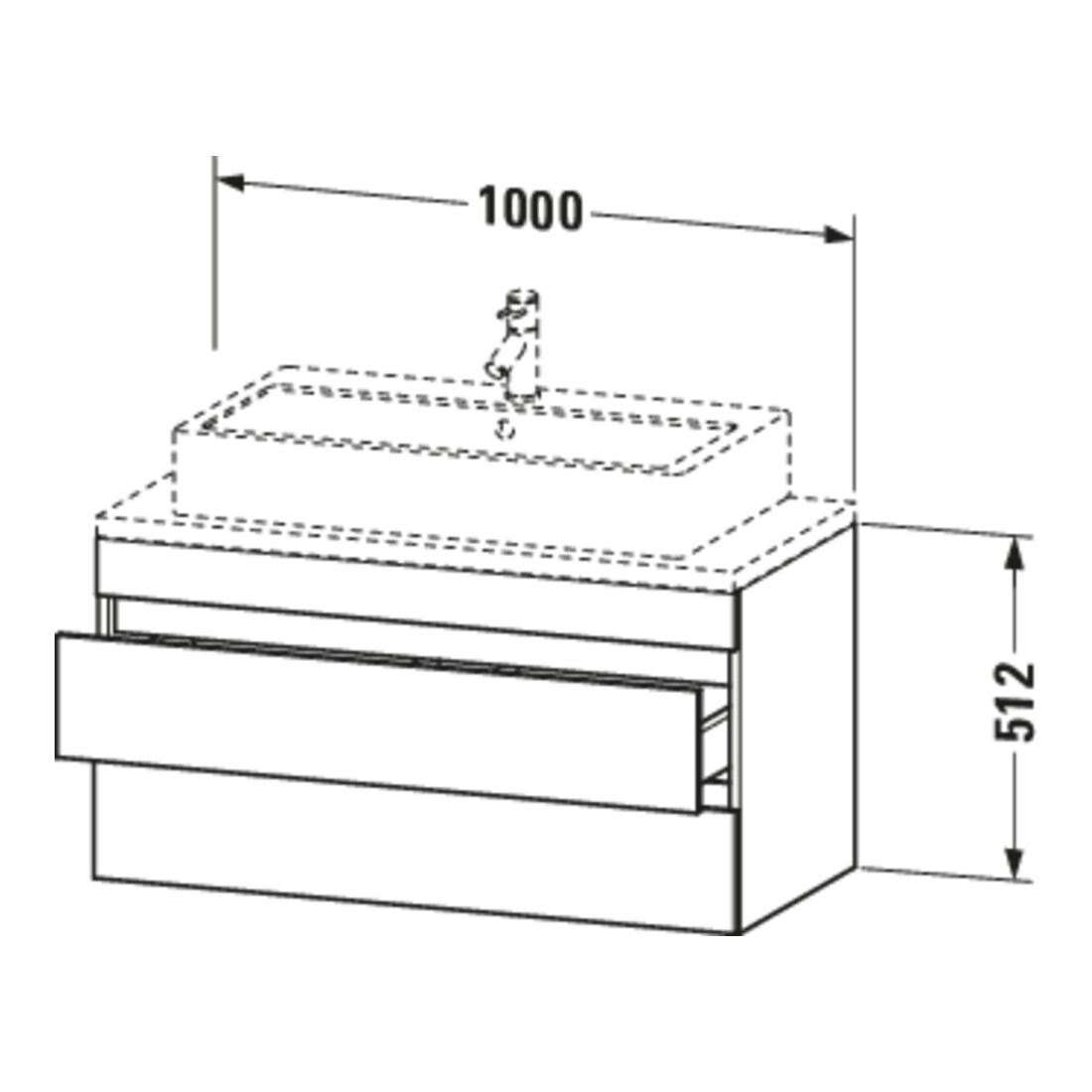 Duravit Meuble sous-lavabo Com DuraStyle 100x47,8 cm, blanc mat, 2 tiroirs