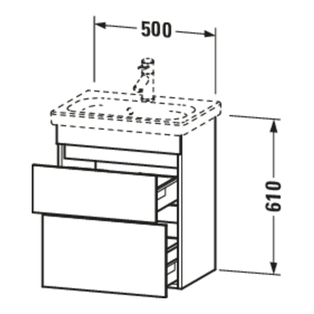 Duravit Meuble sous-lavabo Com DuraStyle 50x36,8 cm, bas, 2 tiroirs, suspendu