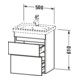 Duravit Meuble sous lavabo Com DuraStyle 50x36,8 cm, gris m/bas ma, 2 tiroirs, suspendu