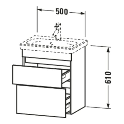 Duravit Meuble sous-lavabo Com DuraStyle 50x36,8 cm, N nat/b ma, 2 tiroirs, suspendu