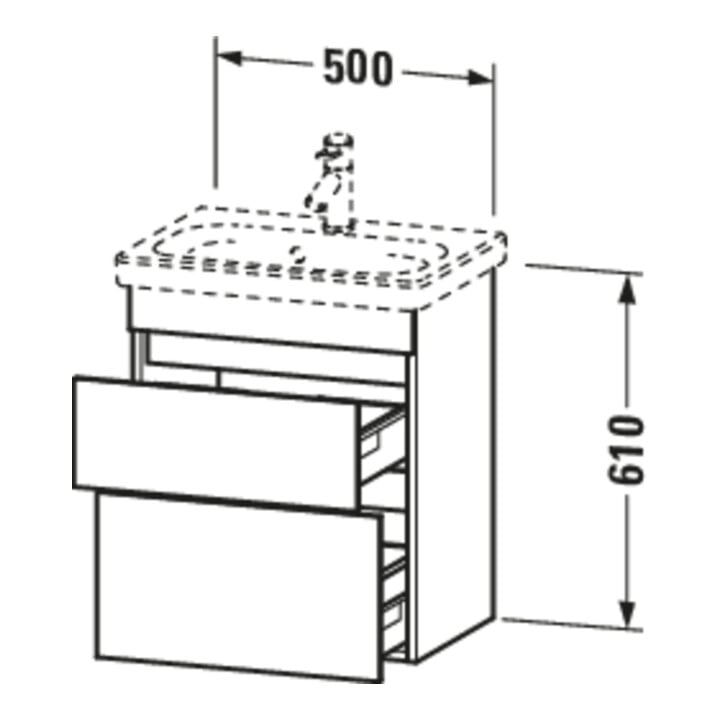 Duravit Meuble sous-lavabo Com DuraStyle 50x36,8 cm, N nat/b ma, 2 tiroirs, suspendu