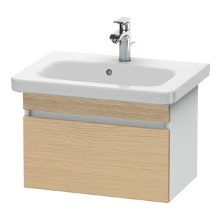 Duravit Meuble sous-lavabo Com DuraStyle 58x36,8 cm, blanc mat/noyer naturel, 1 tiroir