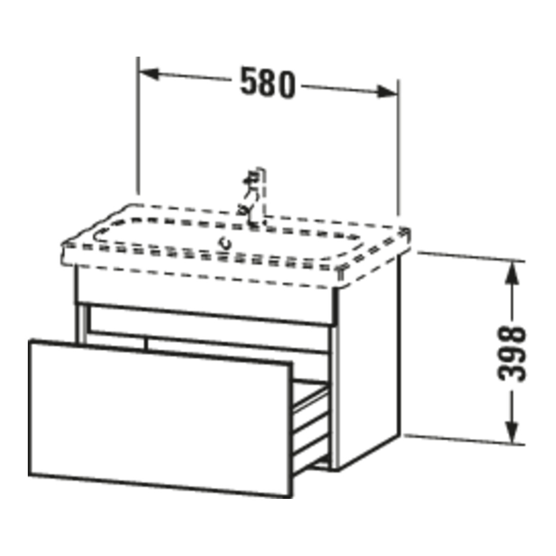 Duravit Meuble sous-lavabo Com DuraStyle 58x36,8 cm, graphite mat, 1 tiroir