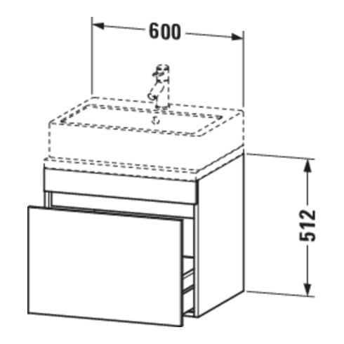 Duravit Meuble sous lavabo Com DuraStyle 60x47,8 cm, bas, avec console, 1 tiroir
