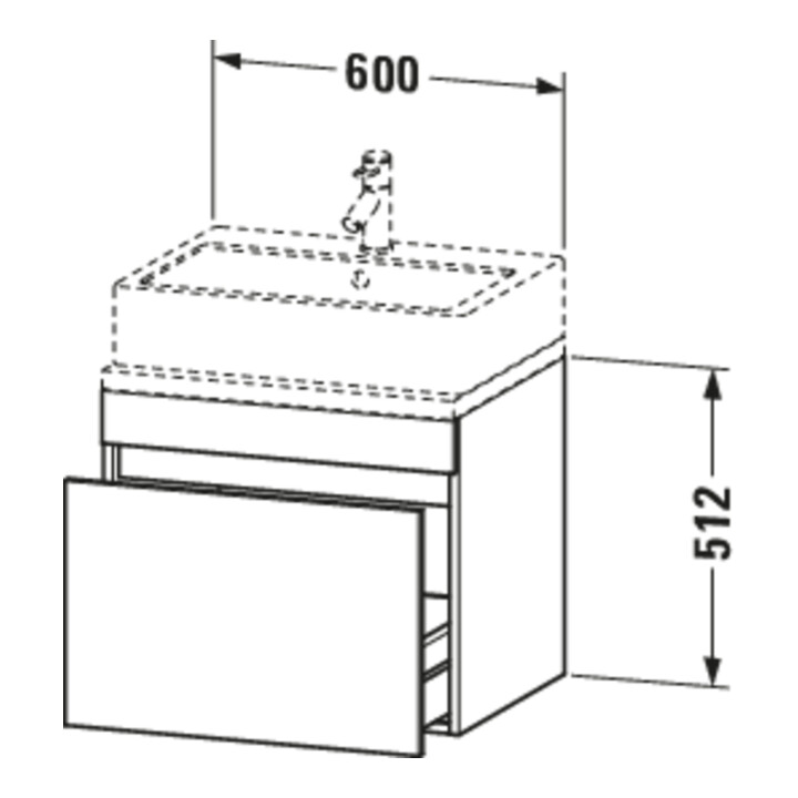 Duravit Meuble sous lavabo Com DuraStyle 60x47,8 cm, bas, avec console, 1 tiroir
