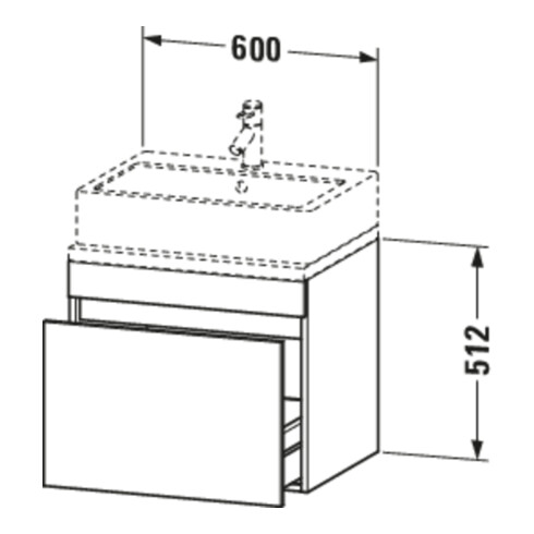 Duravit Meuble sous lavabo Com DuraStyle 60x47,8 cm, graphite mat, avec console, 1 tiroir