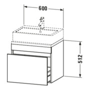 Duravit Meuble sous lavabo Com DuraStyle 60x47,8 cm, graphite mat, avec console, 1 tiroir-4