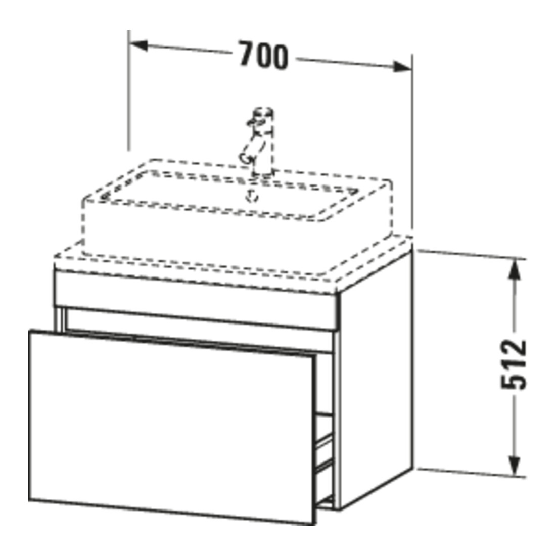 Duravit Meuble sous-lavabo Com DuraStyle 70x47,8 cm, blanc mat, 1 tiroir
