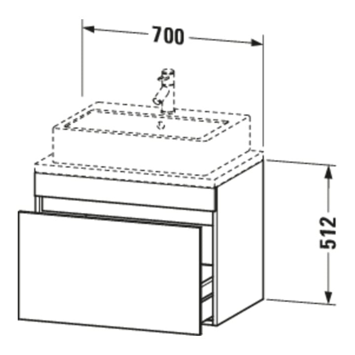Duravit Meuble sous-lavabo Com DuraStyle 70x47,8 cm, graph ma, avec console, 1 tiroir