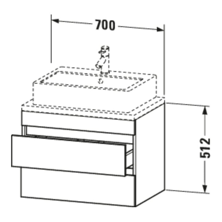 Duravit Meuble sous-lavabo Com DuraStyle 70x47,8 cm, graphite mat, 2 tiroirs