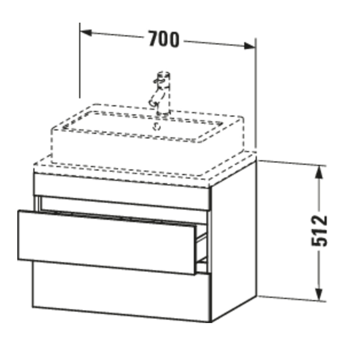 Duravit Meuble sous-lavabo Com DuraStyle 70x47,8 cm, graphite mat, 2 tiroirs