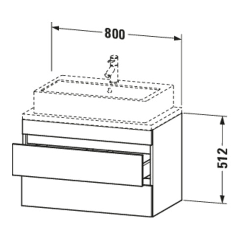 Duravit Meuble sous lavabo Com DuraStyle 80x47,8 cm, graphite mat, 2 tiroirs