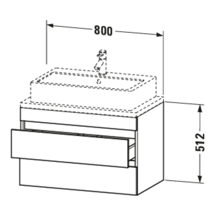 Duravit Meuble sous lavabo Com DuraStyle 80x47,8 cm, graphite mat, 2 tiroirs