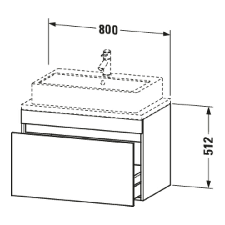 Duravit Meuble sous lavabo Com DuraStyle 80x47,8 cm, graphite mat, avec console, 1 tiroir