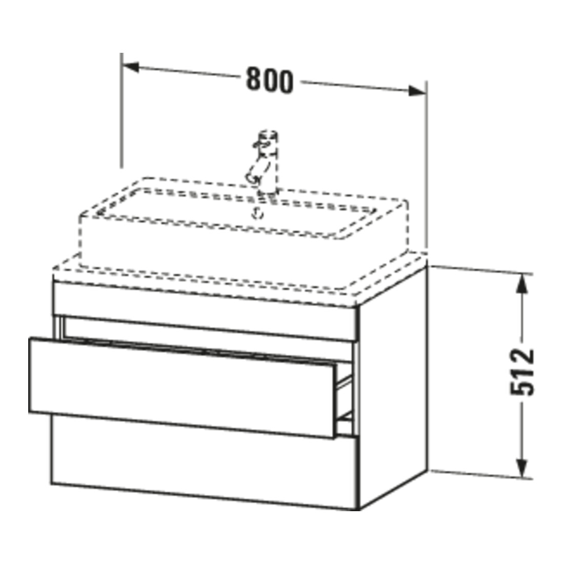 Duravit Meuble sous-lavabo Com DuraStyle 80x47,8 cm, N dk/blc, avec console, 2 tiroirs