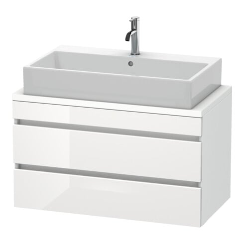 Duravit Meuble sous-lavabo Com DuraStyle 90x47,8 cm, blanc brillant/marron, 2 tiroirs