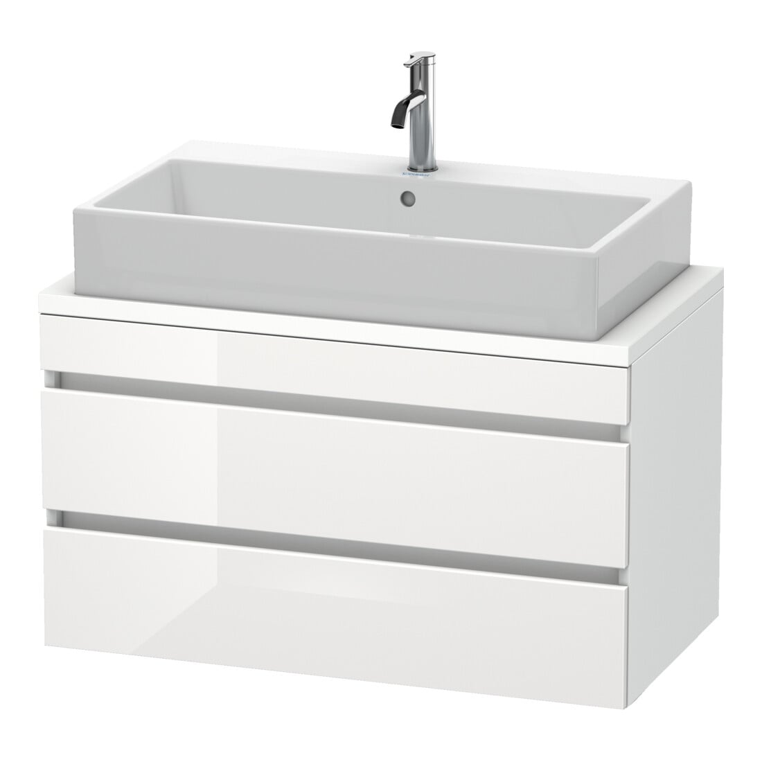 Duravit Meuble sous-lavabo Com DuraStyle 90x47,8 cm, blanc brillant/marron, 2 tiroirs