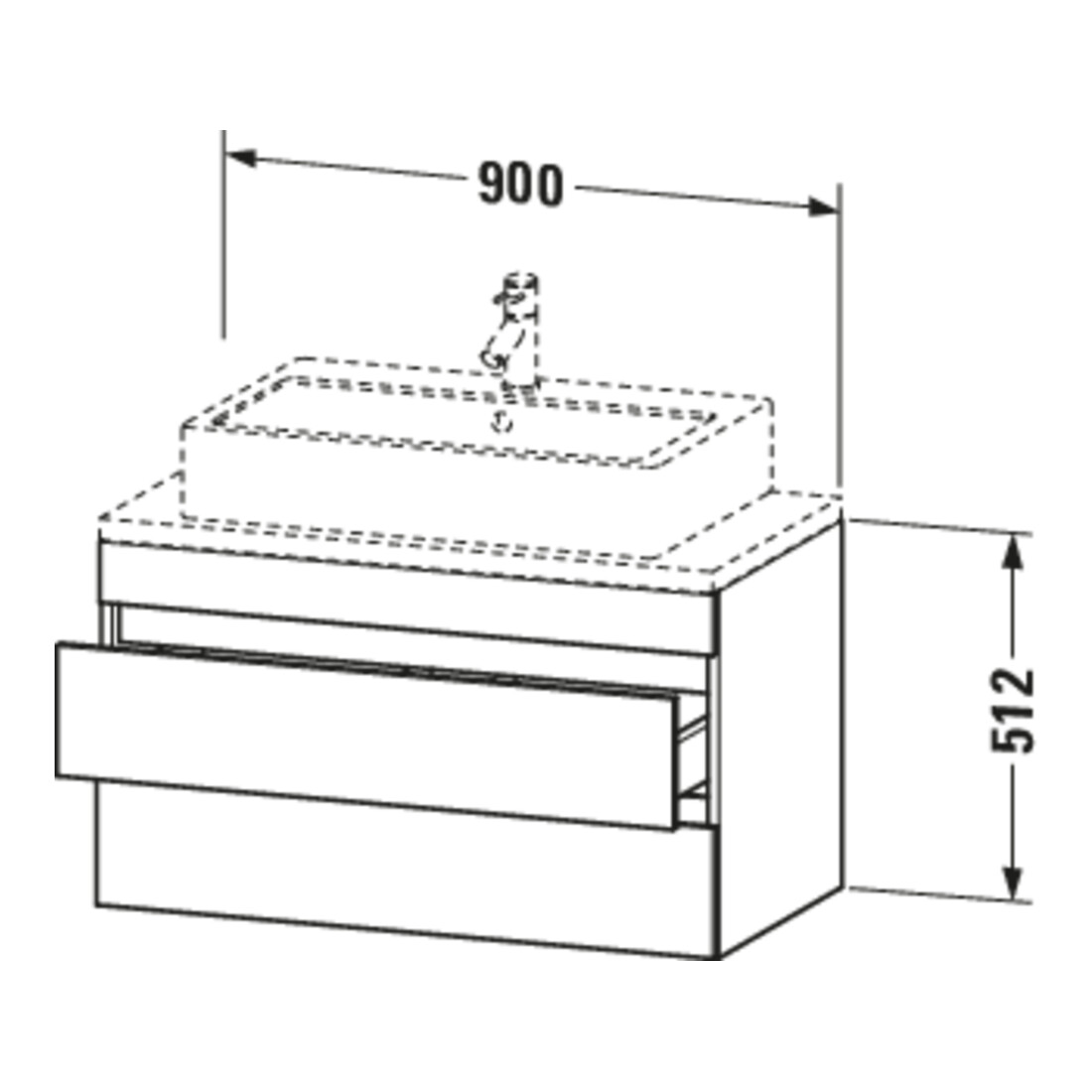 Duravit Meuble sous lavabo Com DuraStyle 90x47,8 cm, blanc mat, 2 tiroirs