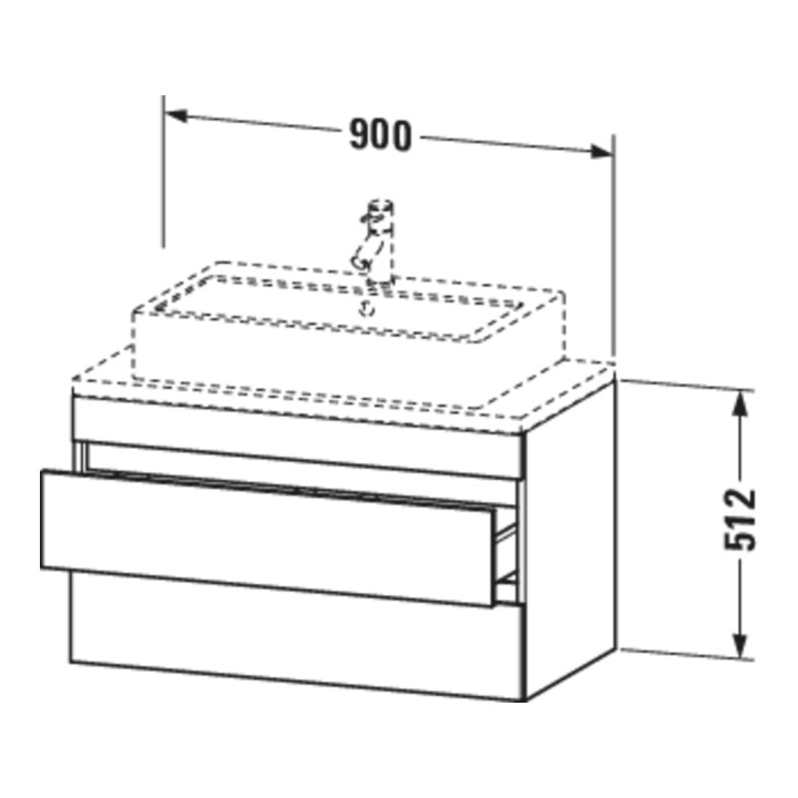 Duravit Meuble sous-lavabo Com DuraStyle 90x47,8 cm, blanc mat, 2 tiroirs