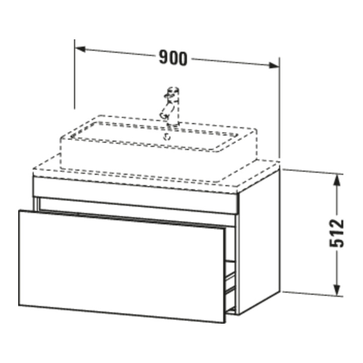 Duravit Meuble sous-lavabo Com DuraStyle 90x47,8cm, graph ma, avec console, 1 tiroir
