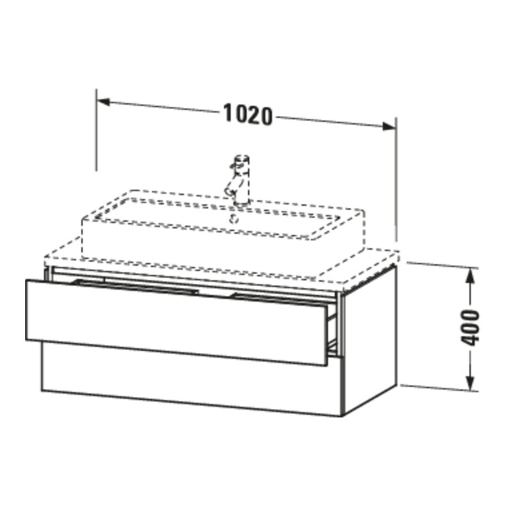 Duravit Meuble sous lavabo Compact L-Cube 102x47,7 cm, blanc, 2 tiroirs