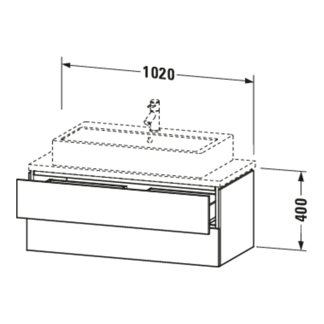 Duravit Meuble sous-lavabo Compact L-Cube 102x47,7 cm, méd. chêne, 2 tiroirs