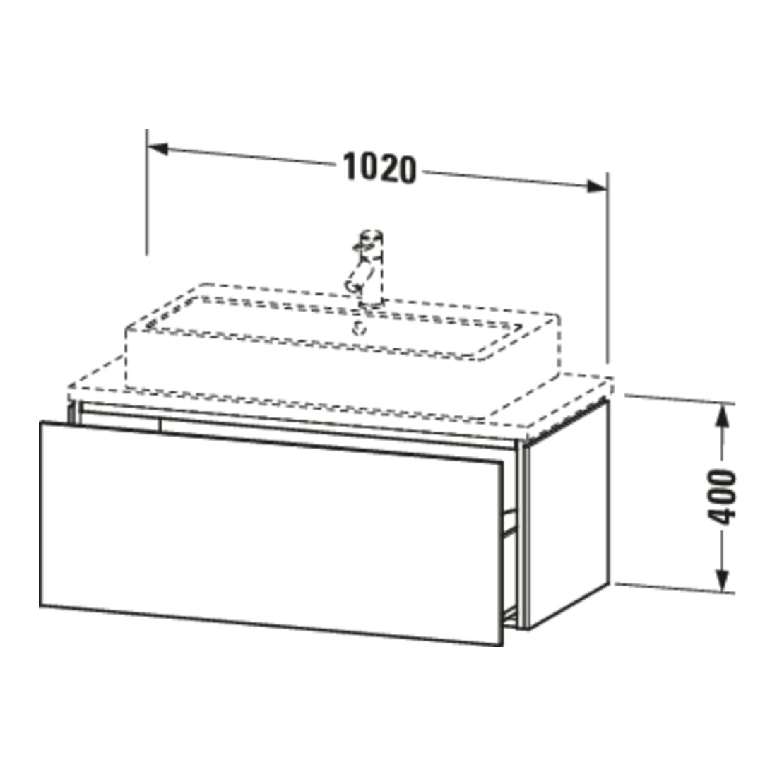 Duravit Meuble sous lavabo Compact L-Cube 102x47,7 cm, méd. chêne, p. console, 1 tiroir