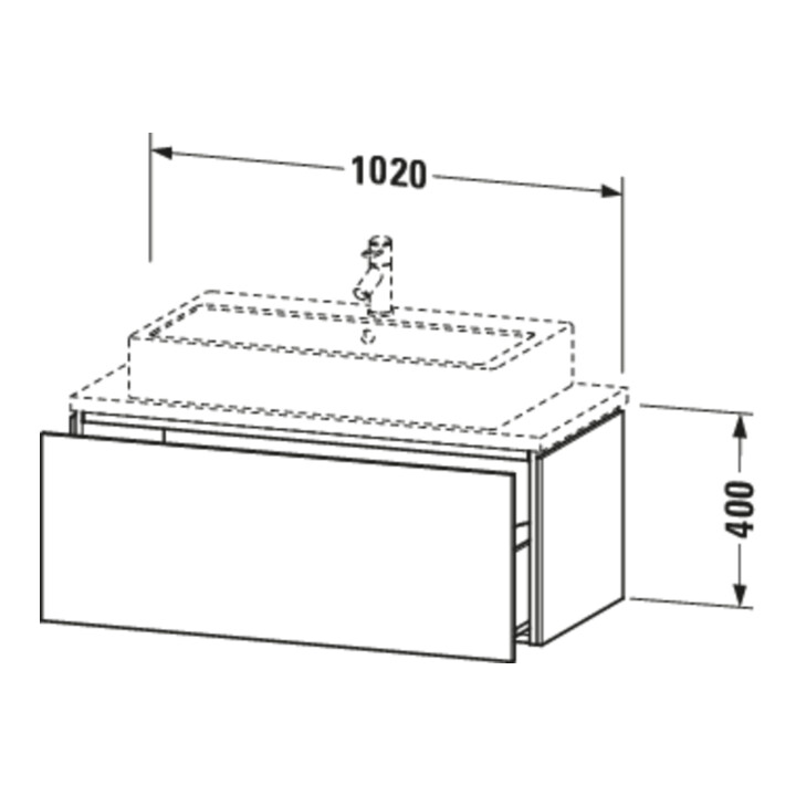 Duravit Meuble sous lavabo Compact L-Cube 102x47,7 cm, noyer, 1 tiroir, pour console
