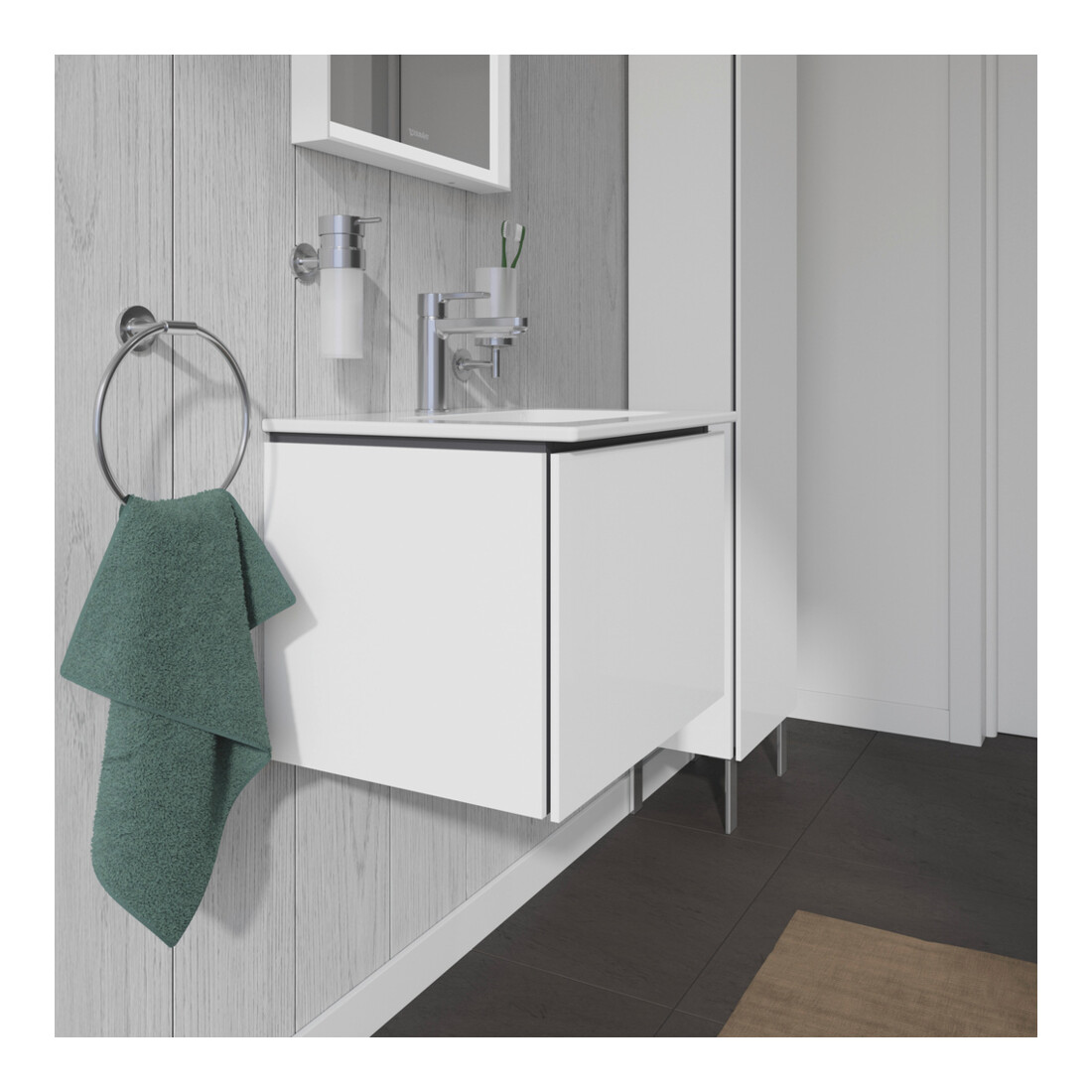 Duravit Meuble sous lavabo Compact L-Cube 52x42,1x40 cm, 1 tiroir, suspendu, blanc brillant