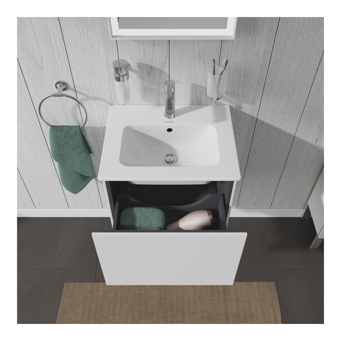 Duravit Meuble sous lavabo Compact L-Cube 52x42,1x40 cm, 1 tiroir, suspendu, blanc mat