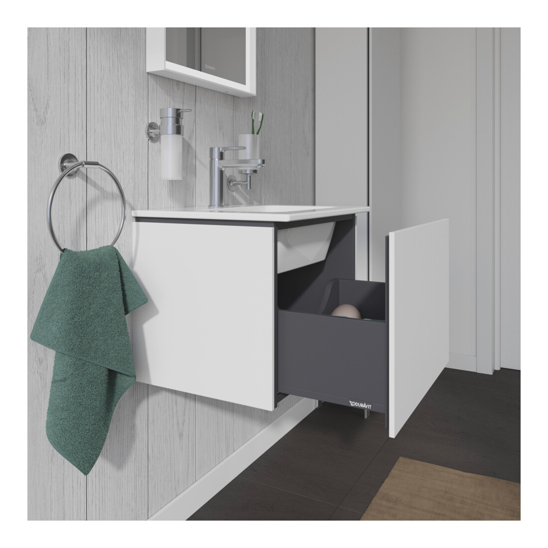 Duravit Meuble sous lavabo Compact L-Cube 52x42,1x40 cm, 1 tiroir, suspendu, blanc mat