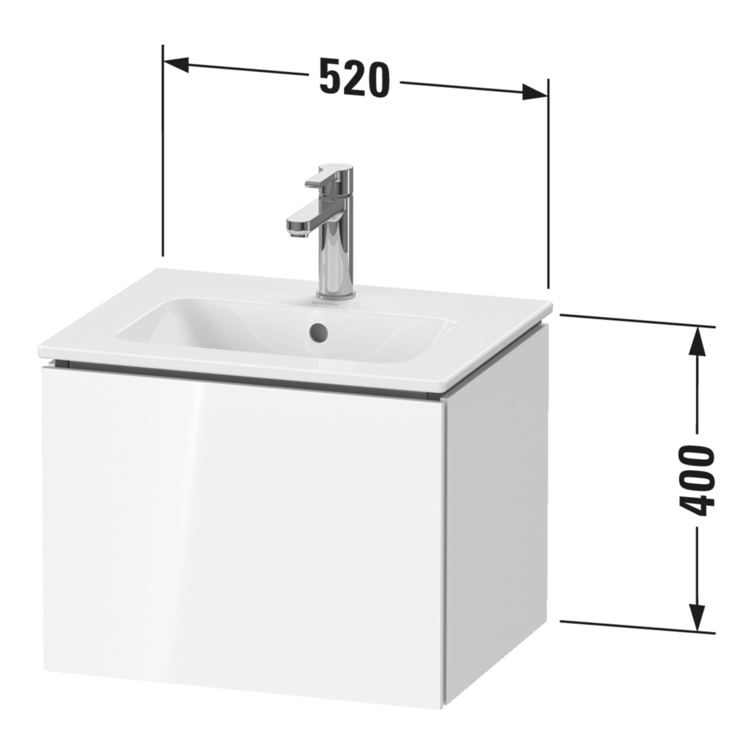 Duravit Meuble sous-lavabo Compact L-Cube 52x42,1x40 cm, 1 tiroir, suspendu, blanc mat