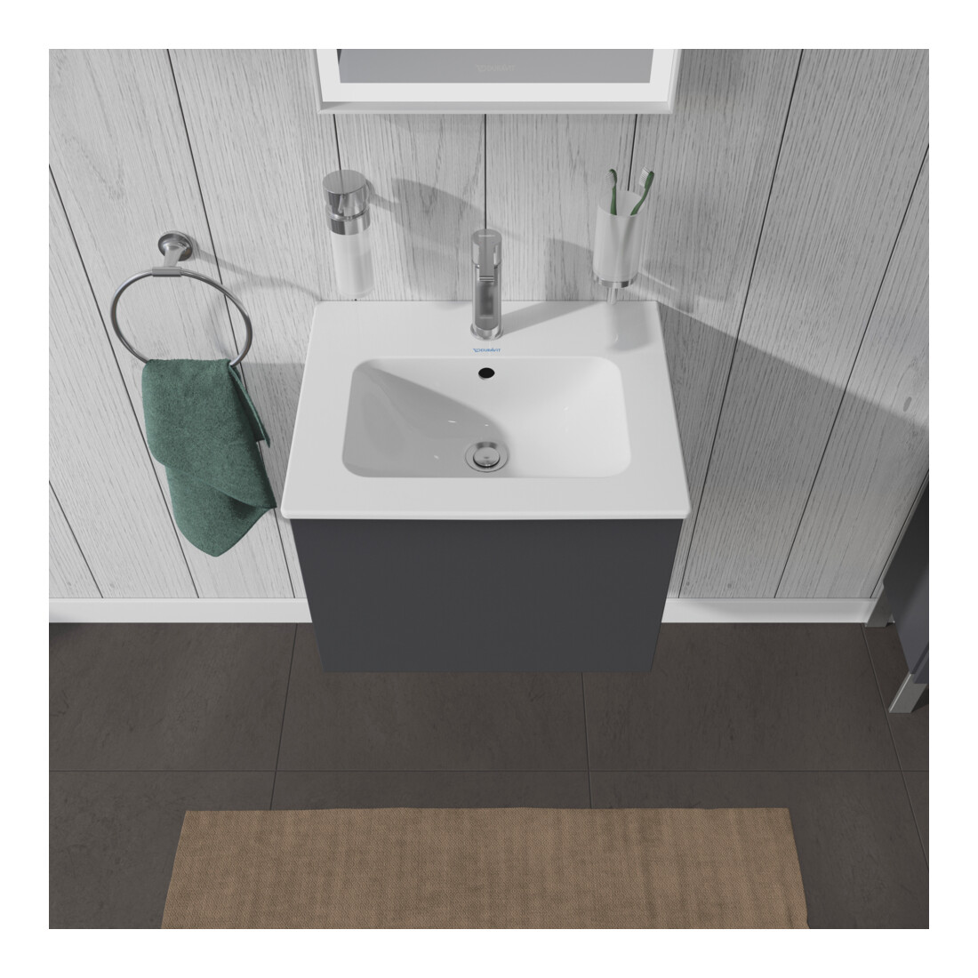 Duravit Meuble sous lavabo Compact L-Cube 52x42,1x40 cm, 1 tiroir, suspendu, gris mat