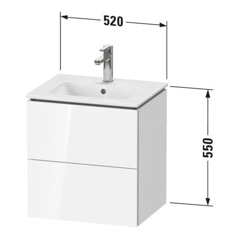 Duravit Meuble sous lavabo Compact L-Cube 52x42,1x55 cm, 2 tiroirs, blanc, surface mate satinée